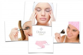 Vier attraktive Frauen, die ein Kosmetikhaarband tragen